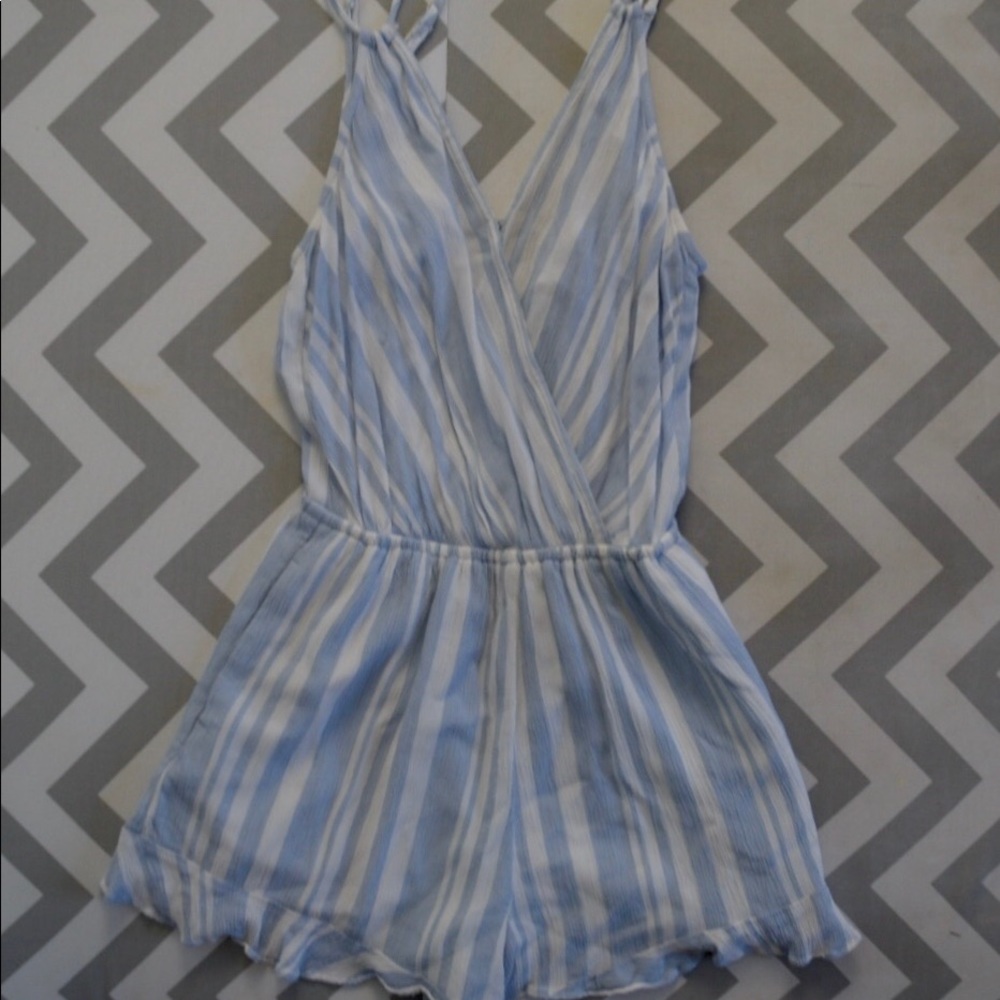 blue striped romper